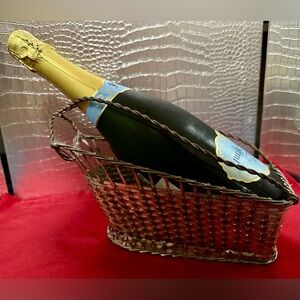 Vintage Wine Bottle Holder Caddy Silver Plate Basket by Eisenberg Lozano France